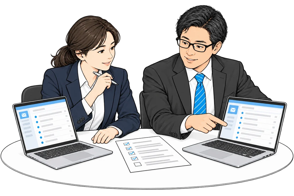 メール移行前の確認のイラスト